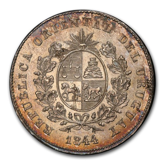 1844 Uruguay Silver One Peso MS-62 NGC 1844 Uruguay Silver One Peso MS-62 NGC